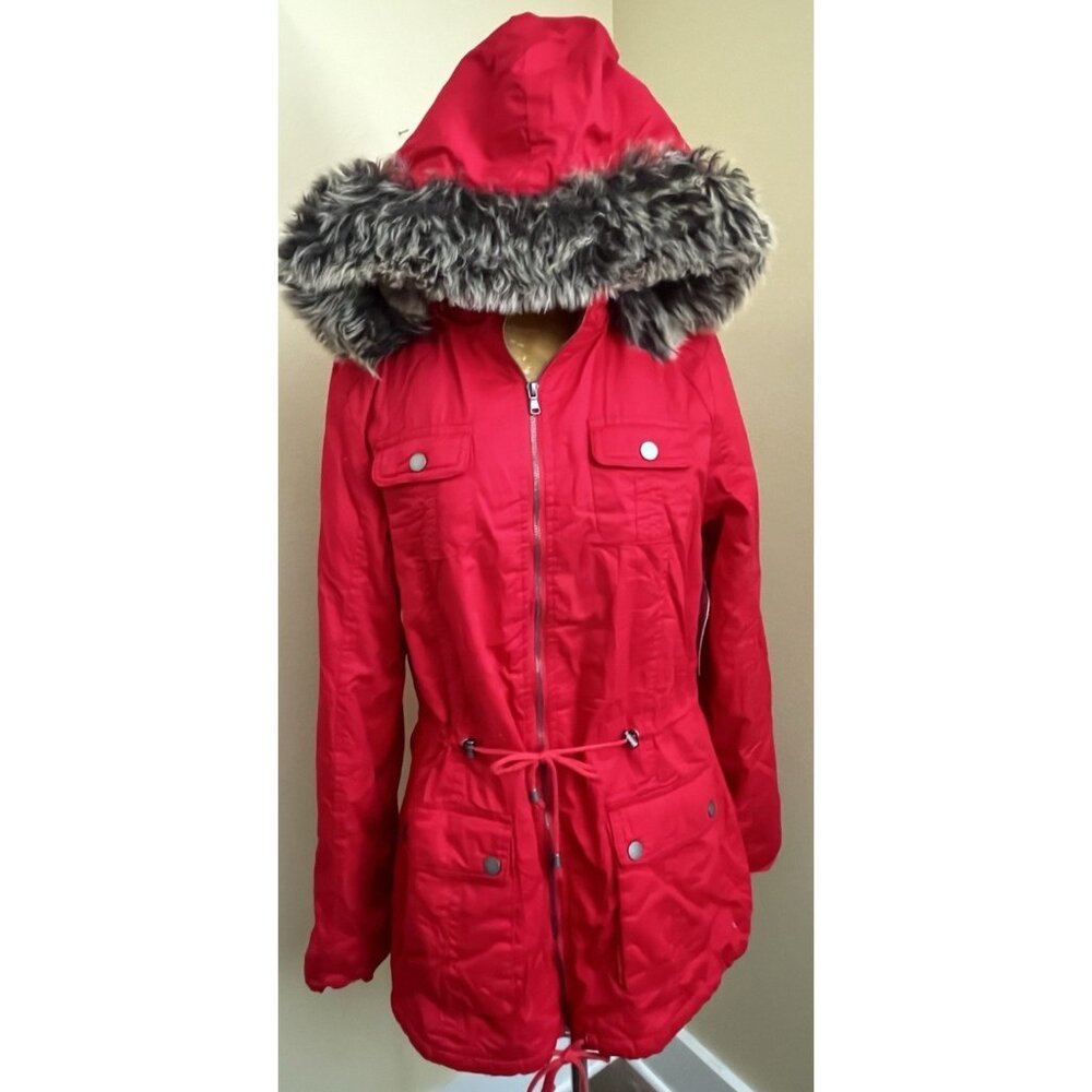 NEW Greenlander Coat Womens XL Red Parka Removable Hood Faux Fur Pockets Zip NWT